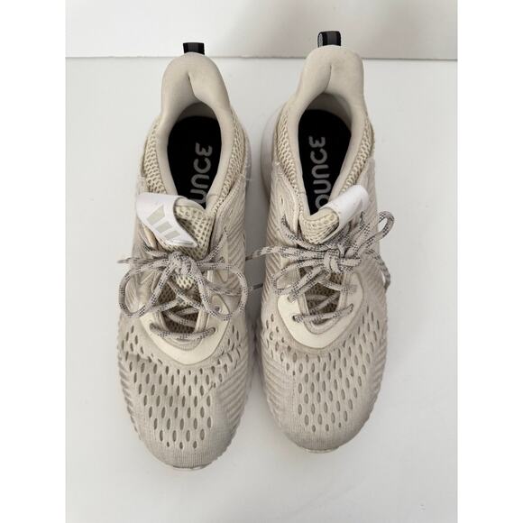 Adidas Women’s 8 Alphabounce Beyond Running Shoes Beige Mesh Athletic Sneakers - Picture 3 of 6